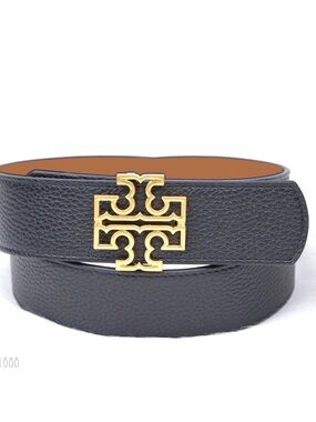 Tory Burch Reversible Britten Belt in Brown with Gold Logo Buckle Medium SZ